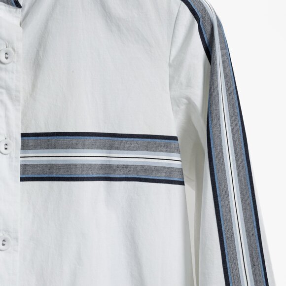 Derek Lam White Cotton Button Down w/ Blue Striped Panels - Picture 5 of 10